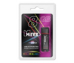 ФЛЭШ-КАРТА MIREX 8GB KNIGHT BLACK ПЛАСТИК С КОЛПАЧКОМ USB
