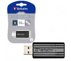 ФЛЭШ-КАРТА VERBATIM 16GB PIN STRIPE BLACK USB 2.0