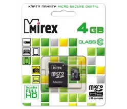 MIREX 4GB MICRO SDHC CLASS 10 + SD АДАПТЕР