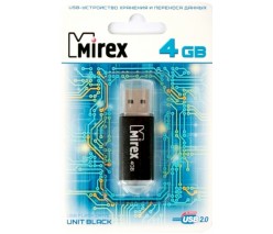 ФЛЭШ-КАРТА MIREX 4GB UNIT BLACK С КОЛПАЧКОМ USB 2.0