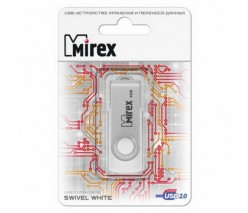 ФЛЭШ-КАРТА MIREX 16GB SWIVEL RUBBER WHITE USB 2.0