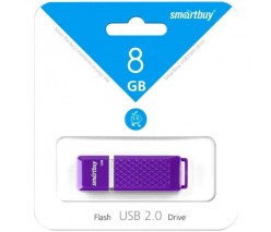 ФЛЭШ-КАРТА SMART BUY 8GB QUARTZ ФИОЛЕТОВАЯ С КОЛПАЧКОМ USB 2