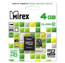 MIREX 4GB MICRO SDHC CLASS 10 + SD АДАПТЕР