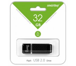 ФЛЭШ-КАРТА SMART BUY  32GB QUARTZ С КОЛПАЧКОМ ЧЕРНАЯ USB 2.0