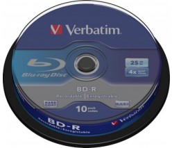 VERBATIM BD-R BLUE RAY 25GB 6X 10шт в пластиковой банке